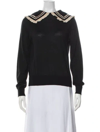 Pre-owned Sandro Wool Crew Neck Sweater In Black