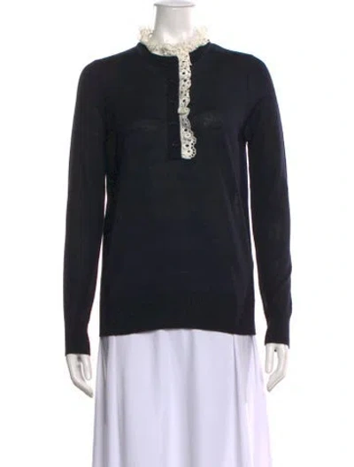 Pre-owned Sandro Wool Crew Neck Sweater In Blue