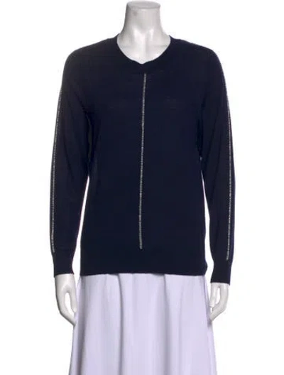 Pre-owned Sandro Wool Crew Neck Sweater In Blue