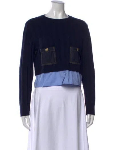 Pre-owned Sandro Wool Crew Neck Sweater In Blue