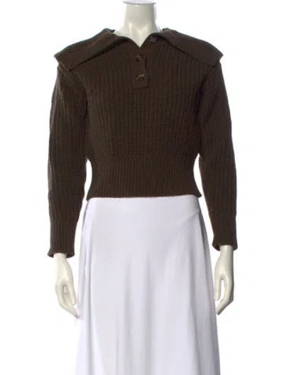 Pre-owned Sandro Wool Crew Neck Sweater In Brown