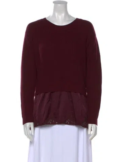 Pre-owned Sandro Wool Crew Neck Sweater In Burgundy