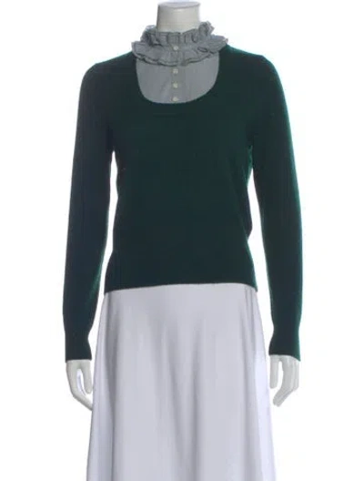 Pre-owned Sandro Wool Crew Neck Sweater In Green