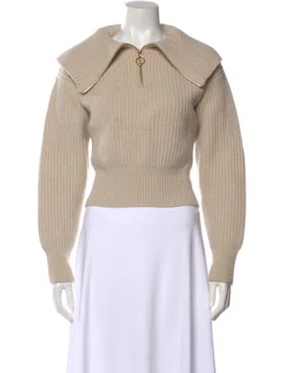Pre-owned Sandro Wool Crew Neck Sweater In Neutral
