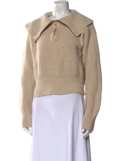 Pre-owned Sandro Wool Crew Neck Sweater In Neutral