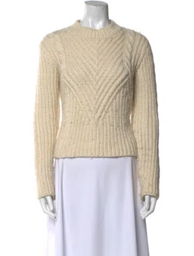 Pre-owned Sandro Wool Crew Neck Sweater In Neutral