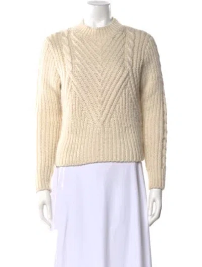 Pre-owned Sandro Wool Crew Neck Sweater In Neutral