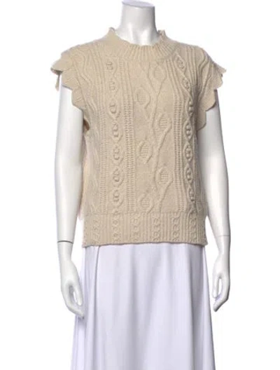 Pre-owned Sandro Wool Crew Neck Sweater In Neutrals