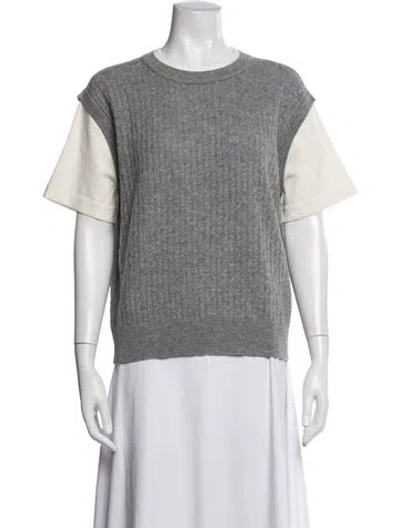 Pre-owned Sandro Wool Crew Neck Top In Grey
