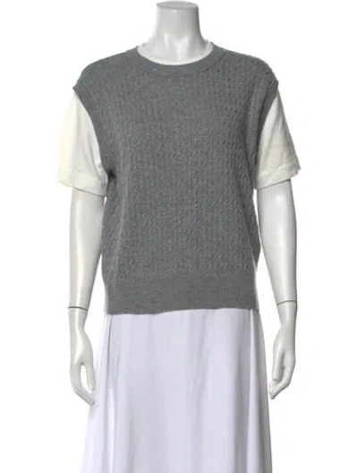 Pre-owned Sandro Wool Crew Neck Top In Grey