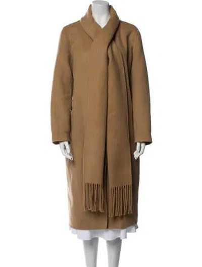 Pre-owned Sandro Wool Faux Fur Coat In Brown