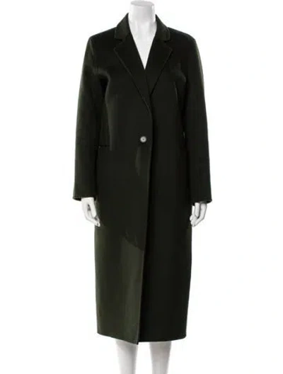 Pre-owned Sandro Wool Faux Fur Coat In Green