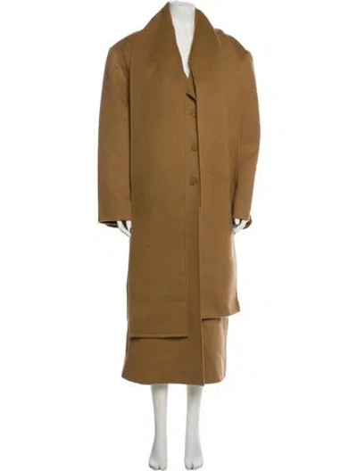 Pre-owned Sandro Wool Faux Fur Coat W/ Tags In Brown