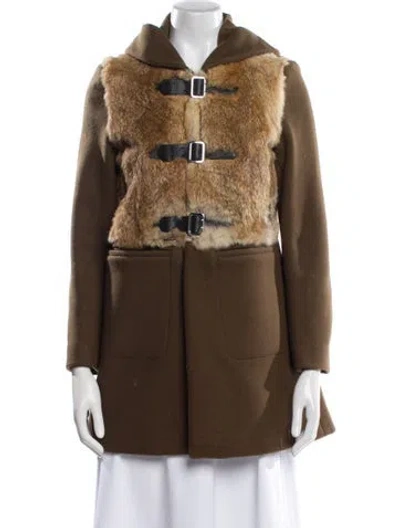 Pre-owned Sandro Wool Faux Fur Vest In Green