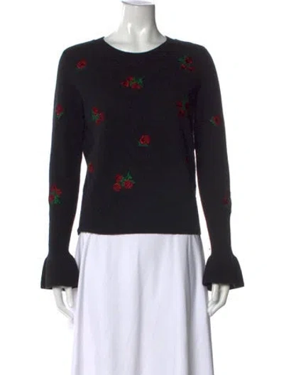 Pre-owned Sandro Wool Floral Print Sweater In Black