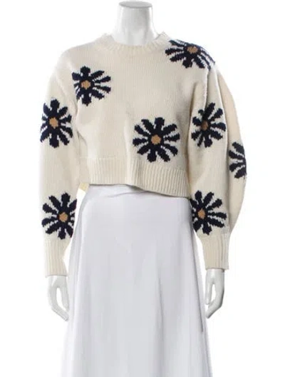 Pre-owned Sandro Wool Floral Print Sweater In Neutral