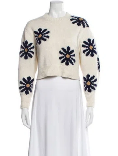 Pre-owned Sandro Wool Floral Print Sweater In Neutral