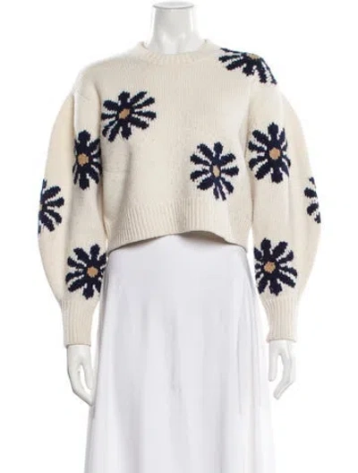Pre-owned Sandro Wool Floral Print Sweater In Neutral