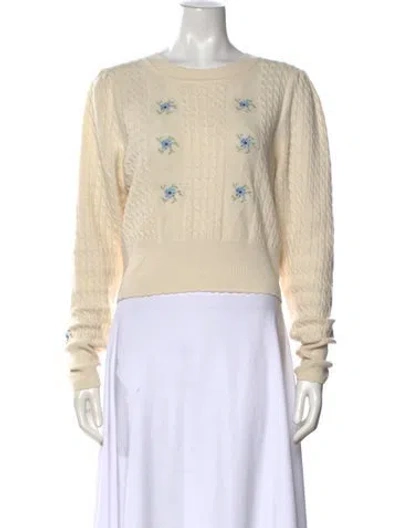 Pre-owned Sandro Wool Floral Print Sweater In Neutral
