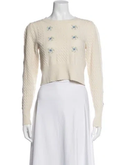 Pre-owned Sandro Wool Floral Print Sweater In Neutrals