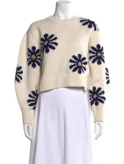 Pre-owned Sandro Wool Floral Print Sweater W/ Tags In Neutral