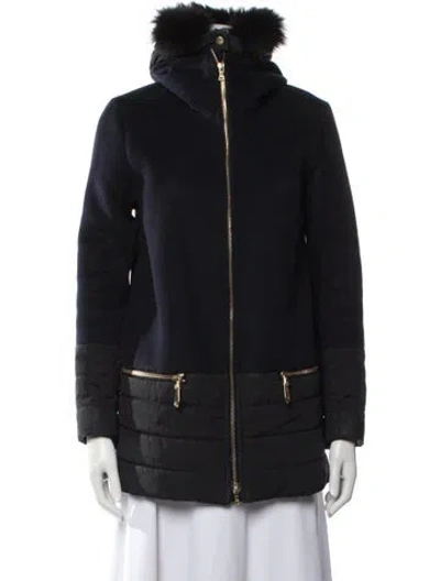 Pre-owned Sandro Wool Fur Coat In Black