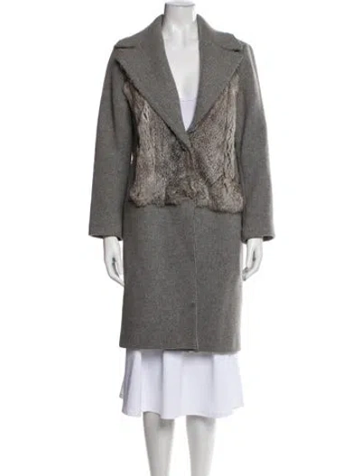 Pre-owned Sandro Wool Fur Coat In Gray