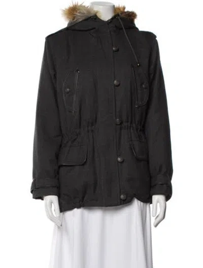 Pre-owned Sandro Wool Fur Jacket In Gray