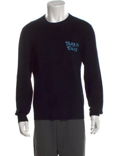 Pre-owned Sandro Wool Graphic Print Pullover In Black