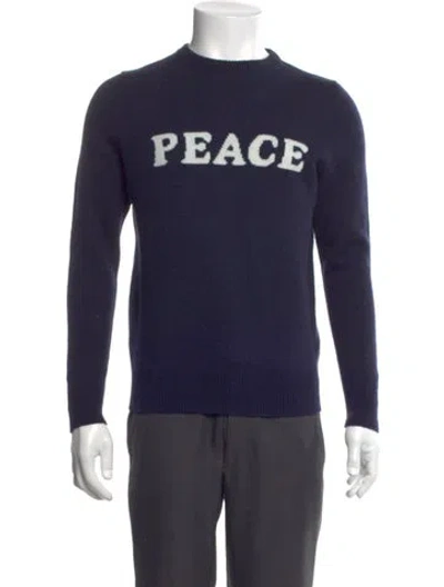 Pre-owned Sandro Wool Graphic Print Pullover In Blue