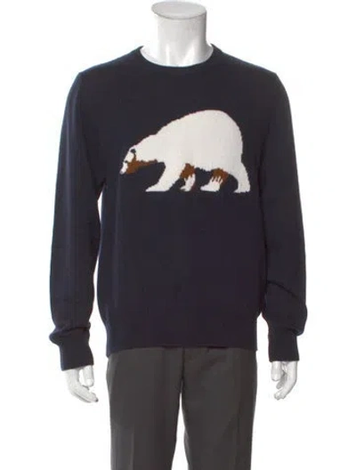 Pre-owned Sandro Wool Graphic Print Pullover In Blue