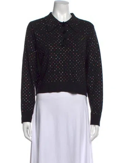 Pre-owned Sandro Wool Graphic Print Sweater In Black