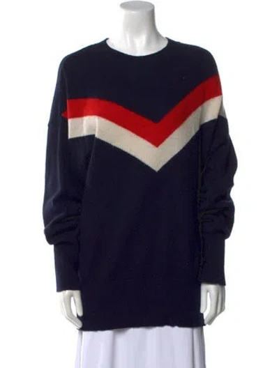 Pre-owned Sandro Wool Graphic Print Sweater In Blue