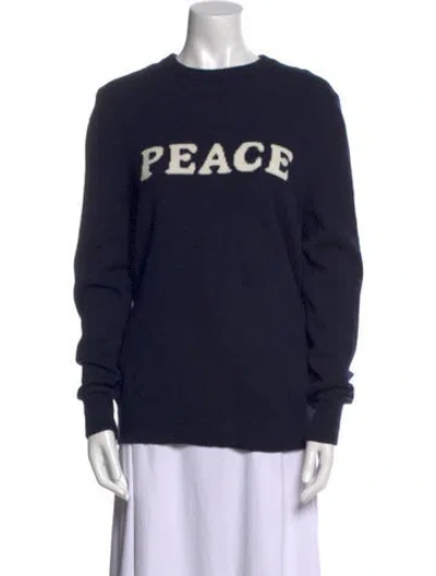Pre-owned Sandro Wool Graphic Print Sweater In Blue