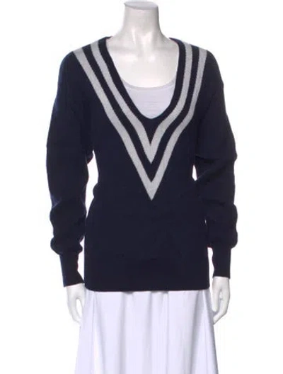 Pre-owned Sandro Wool Graphic Print Sweater In Blue