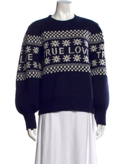 Pre-owned Sandro Wool Graphic Print Sweater In Blue