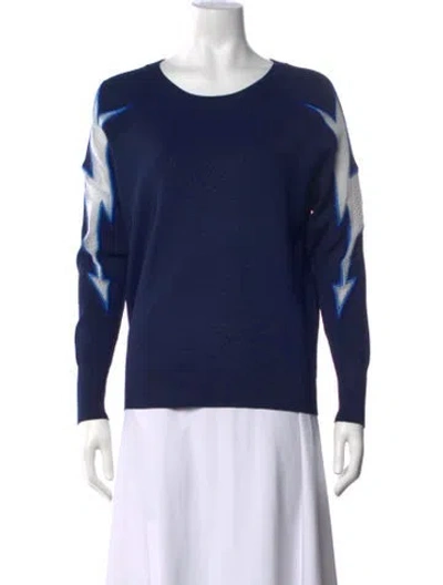 Pre-owned Sandro Wool Graphic Print Sweater In Blue