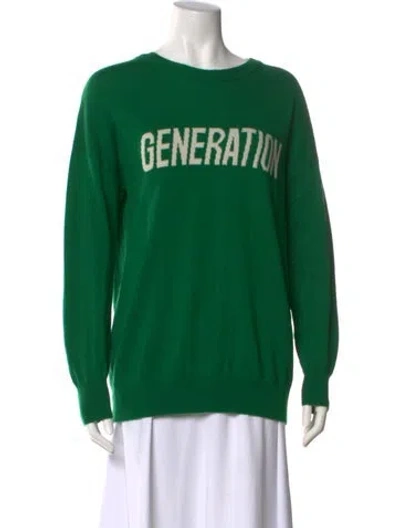Pre-owned Sandro Wool Graphic Print Sweater In Green