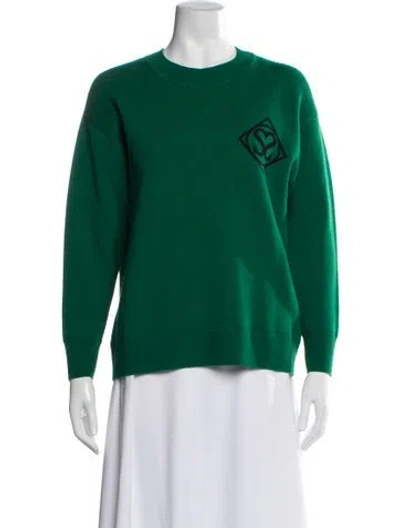 Pre-owned Sandro Wool Graphic Print Sweater In Green