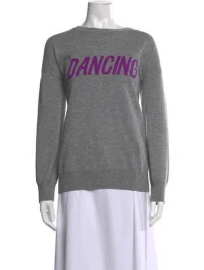Pre-owned Sandro Wool Graphic Print Sweater In Grey