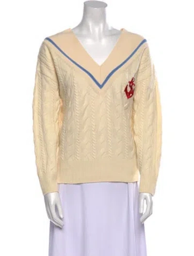 Pre-owned Sandro Wool Graphic Print Sweater In Neutral