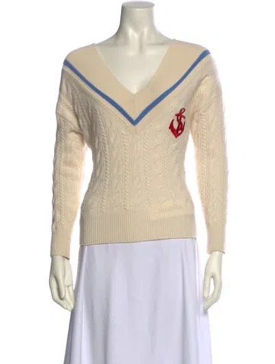 Pre-owned Sandro Wool Graphic Print Sweater In Neutral