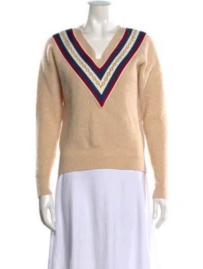 Pre-owned Sandro Wool Graphic Print Sweater In Neutral