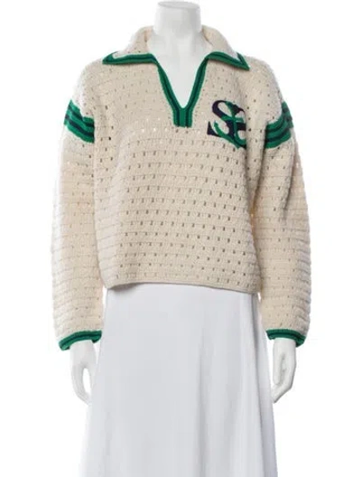 Pre-owned Sandro Wool Graphic Print Sweater In Neutrals