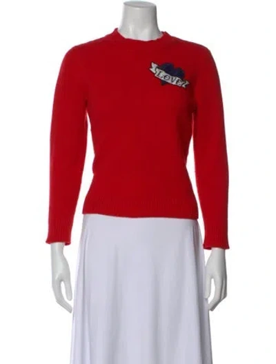 Pre-owned Sandro Wool Graphic Print Sweater In Red