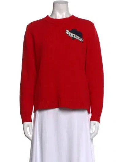 Pre-owned Sandro Wool Graphic Print Sweater In Red