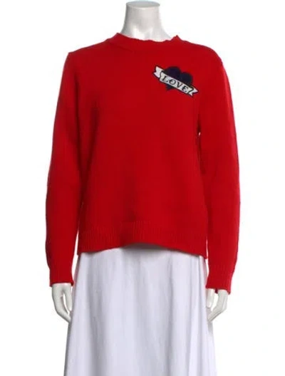 Pre-owned Sandro Wool Graphic Print Sweater In Red