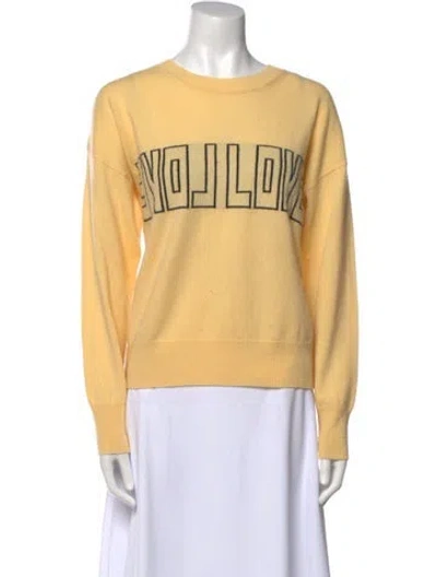 Pre-owned Sandro Wool Graphic Print Sweater In Yellow