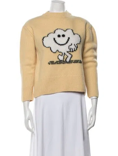 Pre-owned Sandro Wool Graphic Print Sweater In Yellow