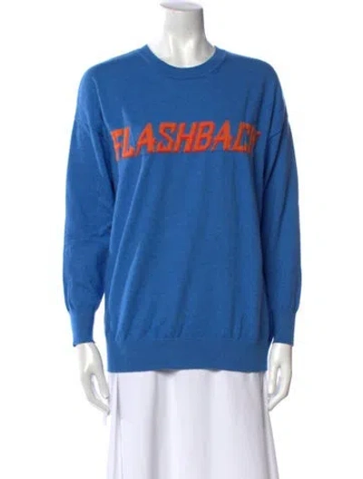 Pre-owned Sandro Wool Graphic Print Sweatshirt In Blue